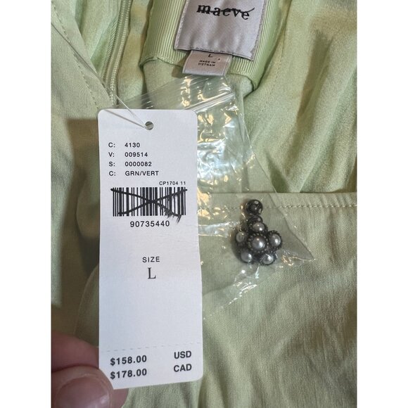 Maeve Anthropologie Mini Dress Size Large Sleeveless Volume Hip Green Stretch - Picture 12 of 15